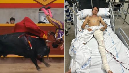 Boğanın amacı olan genç matador mevtle pençeleşiyor